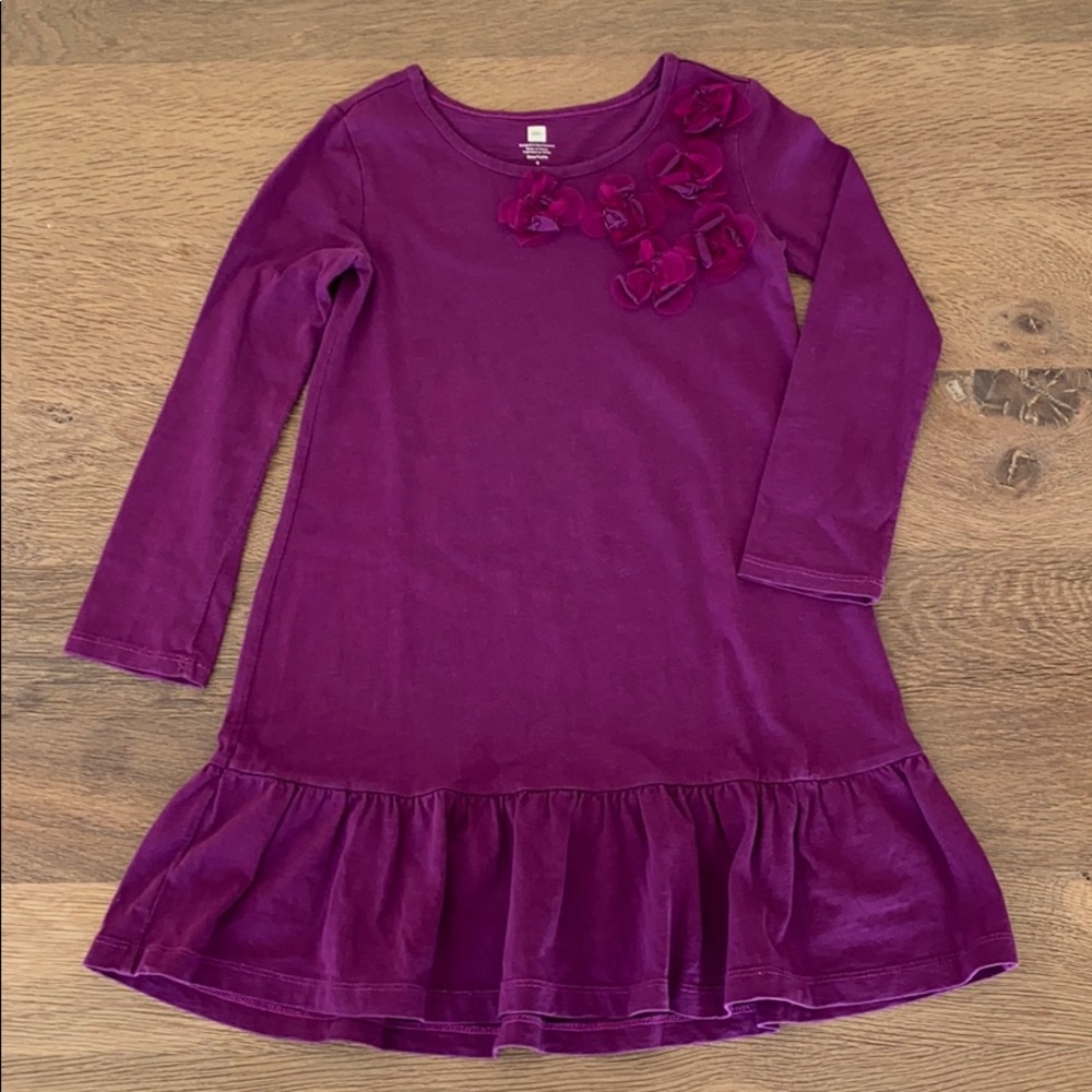 Tea Collection Flower Appliqué Dress